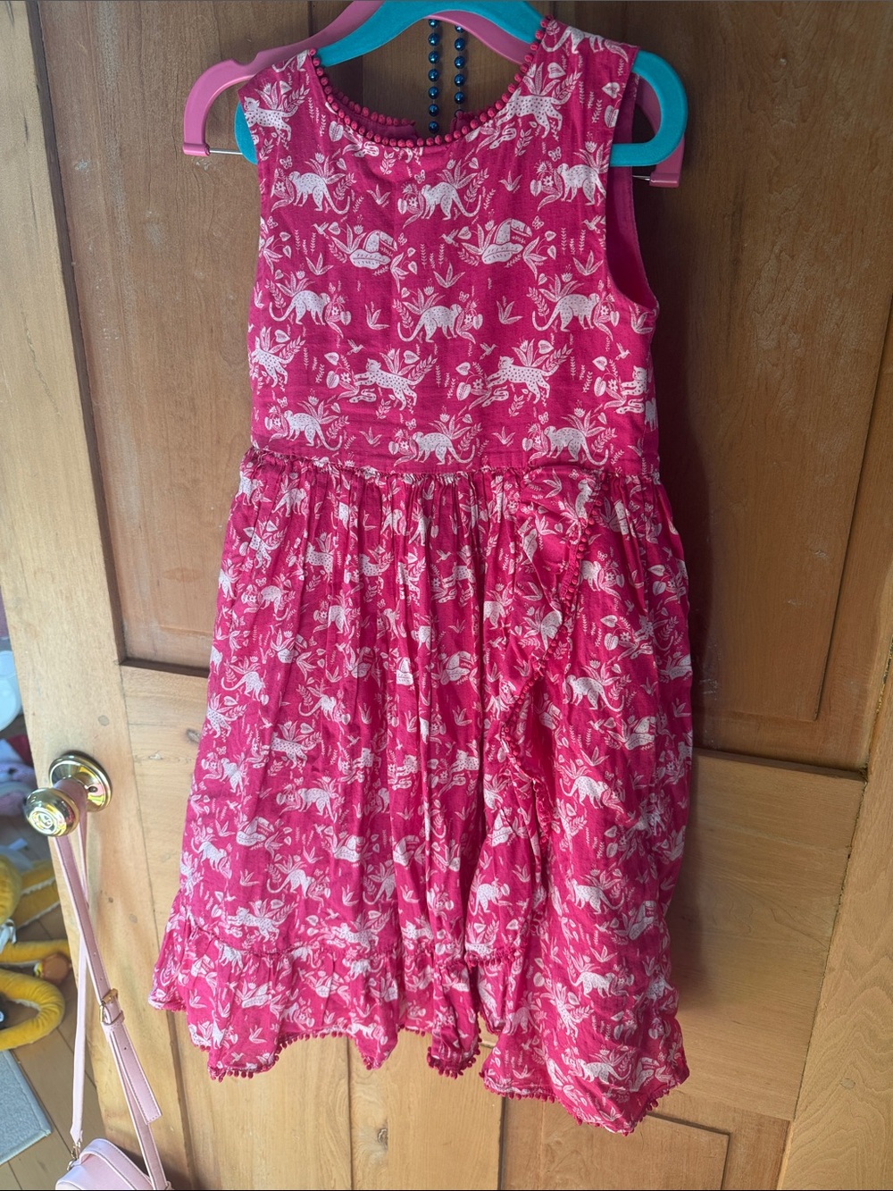 Mini Boden Girls' Pink Floral Sleeveless Party Dress